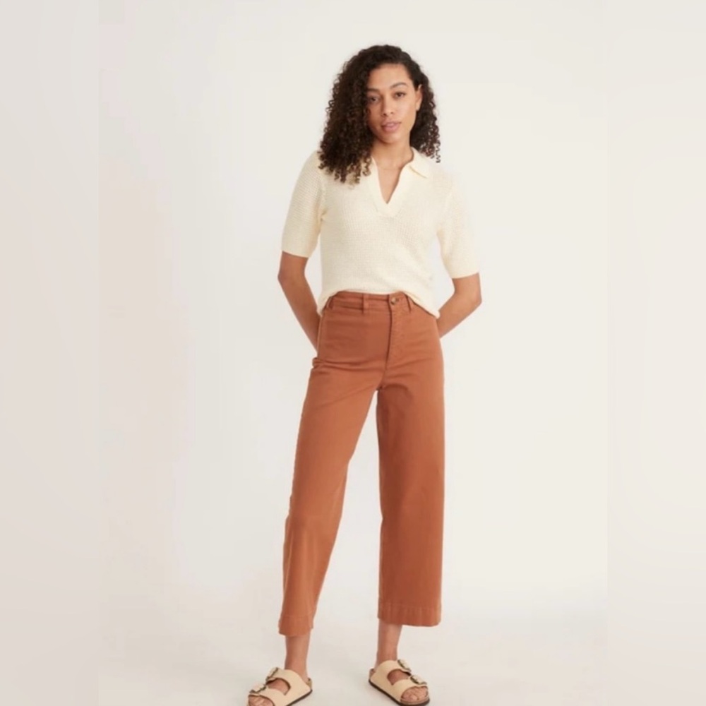 marine layer bridget slim wide leg crop amber brown - size 4
